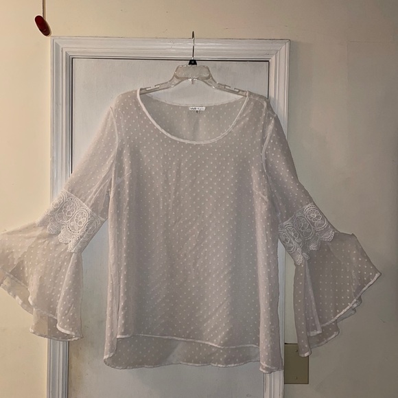 Truly Me Tops - Truly 4 You Sheer polka dot lace blouse